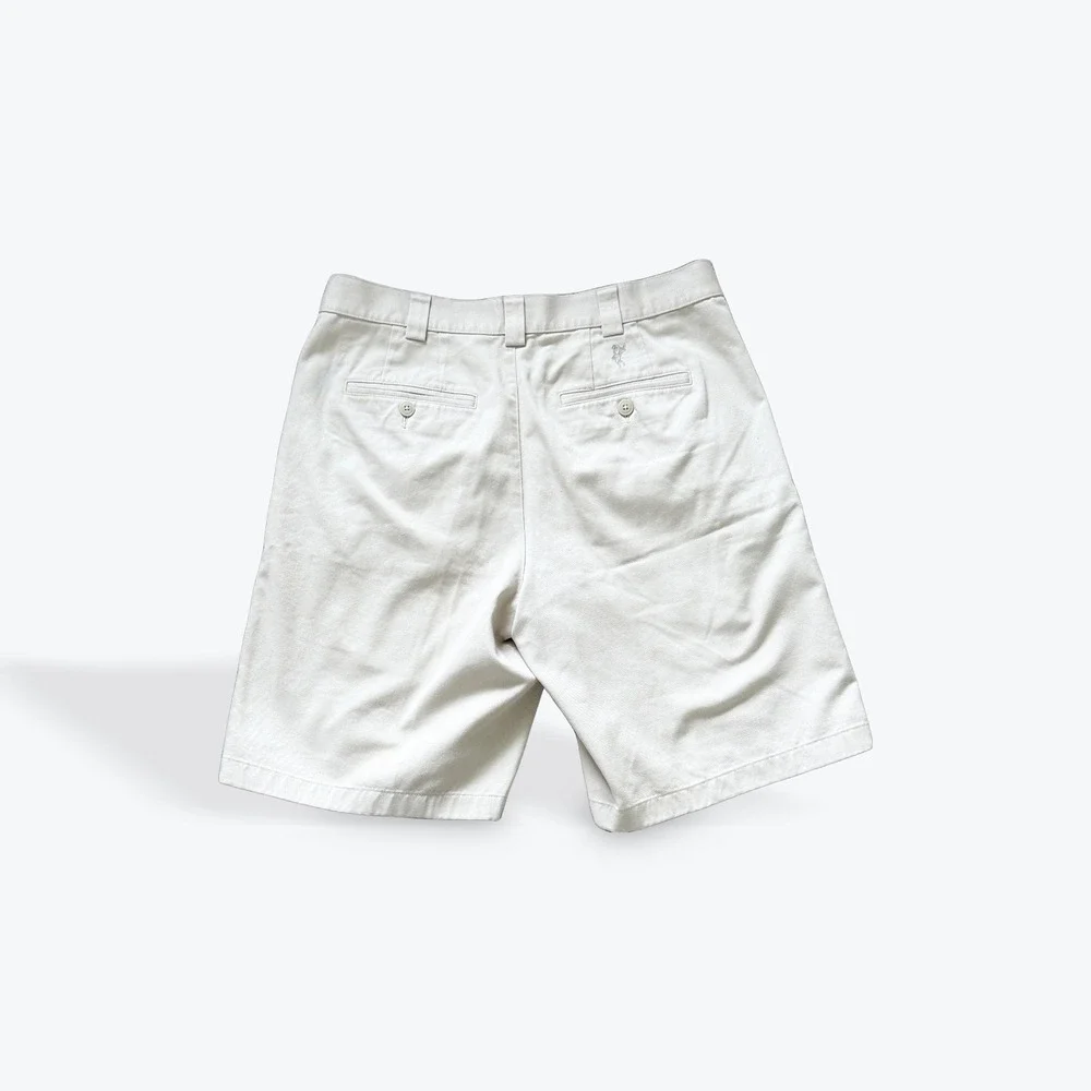 Ashworth Golf Mens 32W Pleated Khaki Shorts EZTECH HIDEF Luxury Cotton Stone